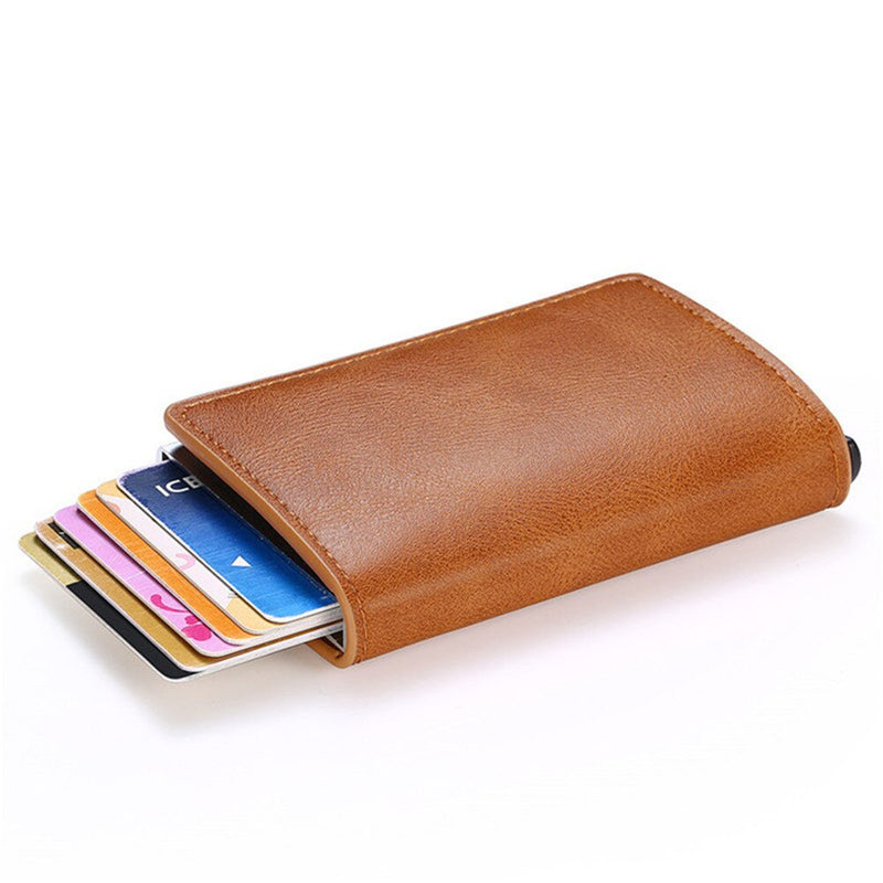 2021 Credit Card Holder Wallet Men Women RFID Aluminium Bank Cardholder Case Vintage Leather Wallet with Money Clips - Mike Armstrong