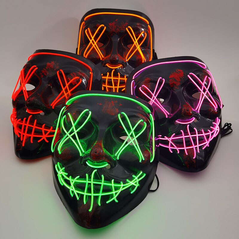 Halloween Scary Glowing Mask Demon Slayer Neon LED Mask - Mike Armstrong