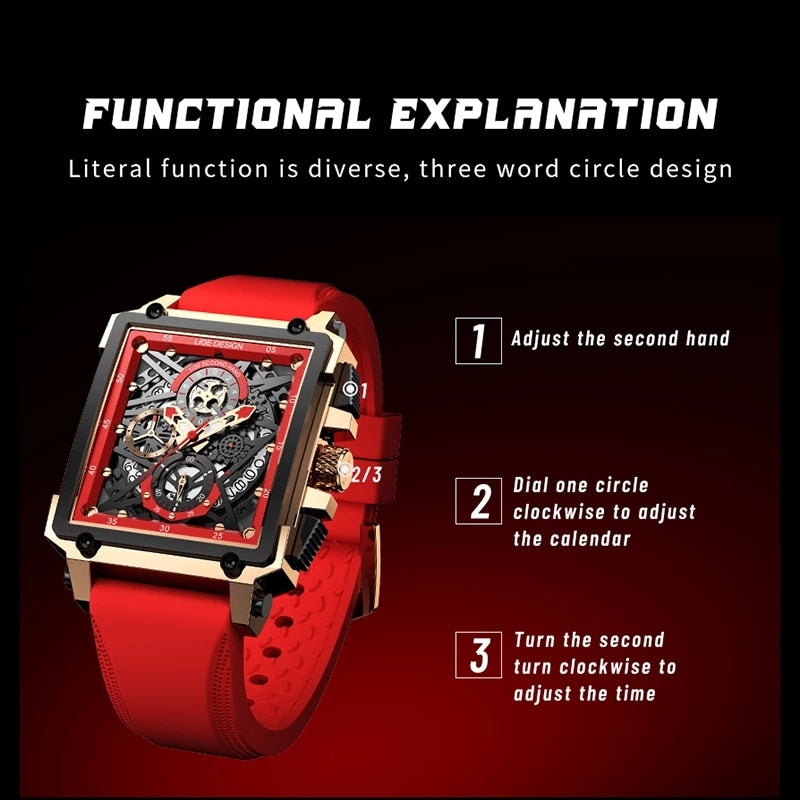 Top Brand Luxury Mens Watches Square Digital - Mike Armstrong