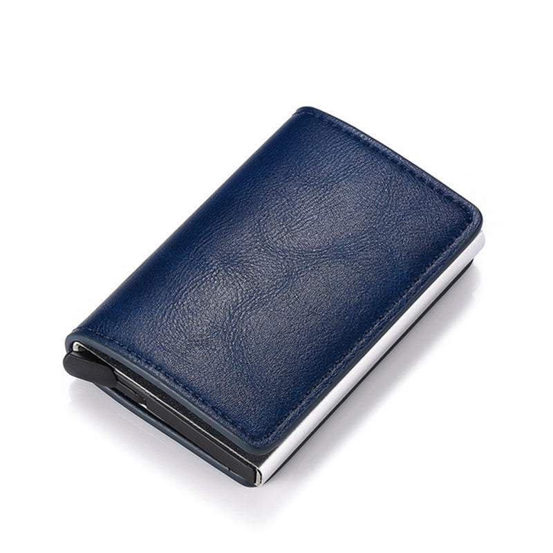 2021 Credit Card Holder Wallet Men Women RFID Aluminium Bank Cardholder Case Vintage Leather Wallet with Money Clips - Mike Armstrong