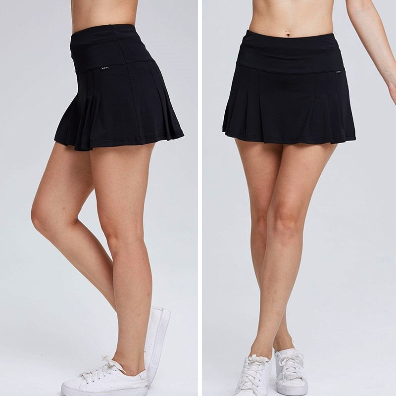 Solid Badminton Skirts Tennis Sports Golf Skirt Fitness Shorts Women Athletic Quick Dry Running Sport Skort with Pocket M-XXXL - Mike Armstrong