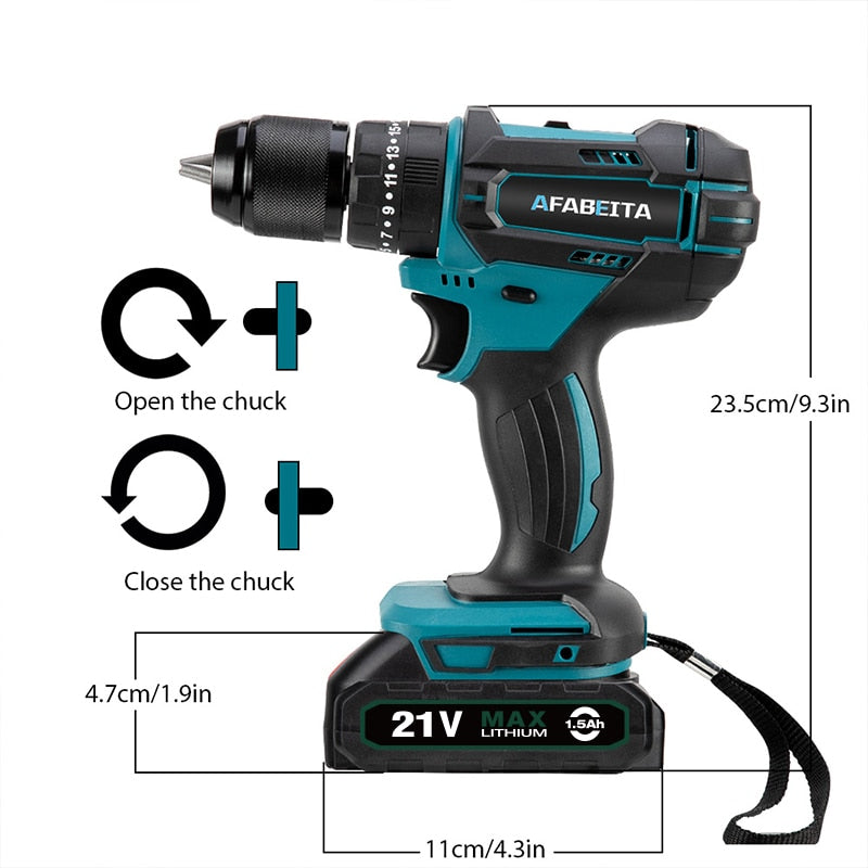 Cordless Impact Drill 2 Speed 21V Electric Screwdriver Home Mini 1500 Mah Lithium Battery Wireless Rechargeable Hand Dril - Mike Armstrong