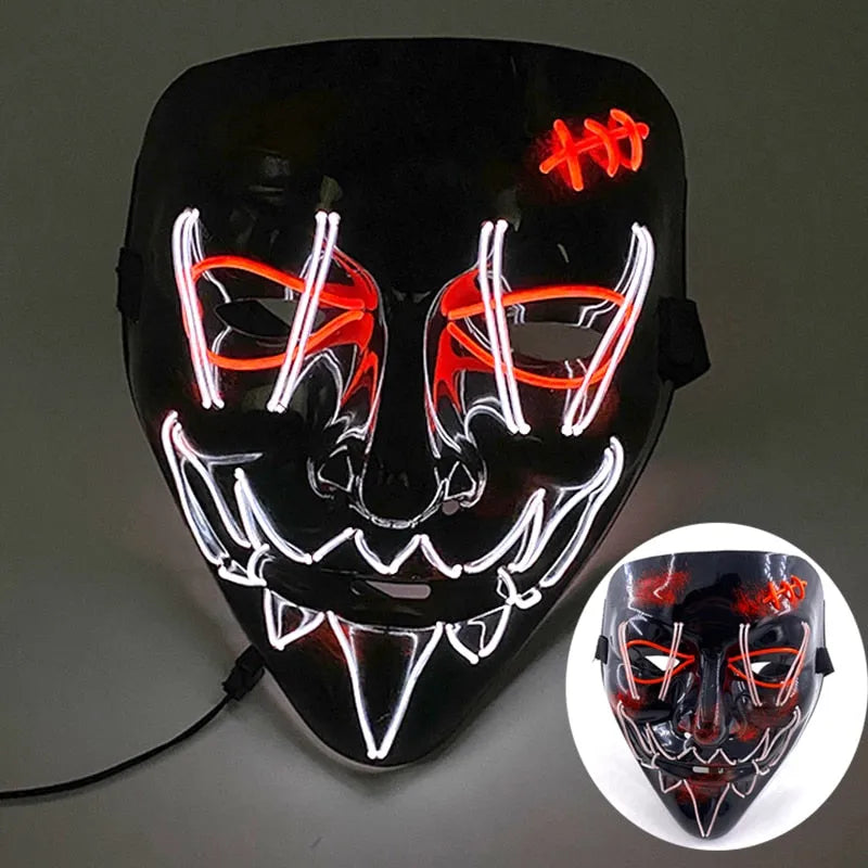 Wireless Halloween Neon Led Purge Mask