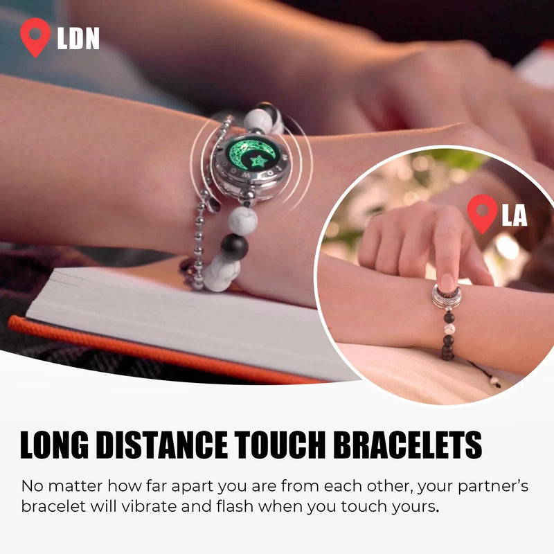 TOTWOO Long Distance Touch Bracelets for Couples, Vibration & Light up for Love Couples Bracelets | Long Distance Relationship G