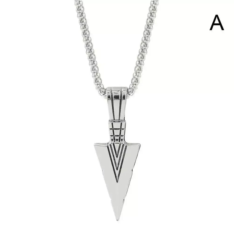 Men's Long Necklace Metale Triangle Shape Black Arrow Necklace Pendant Jewelry Chain For Men Hip Hop Party