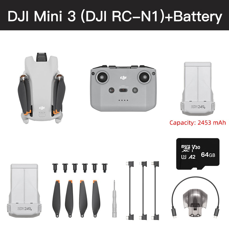 DJI Mini 3 RC-N1 Drone 38-min Max Flight Time 4K HDR Video Under 249 g True Vertical Shooting brand new in stock - Mike Armstrong