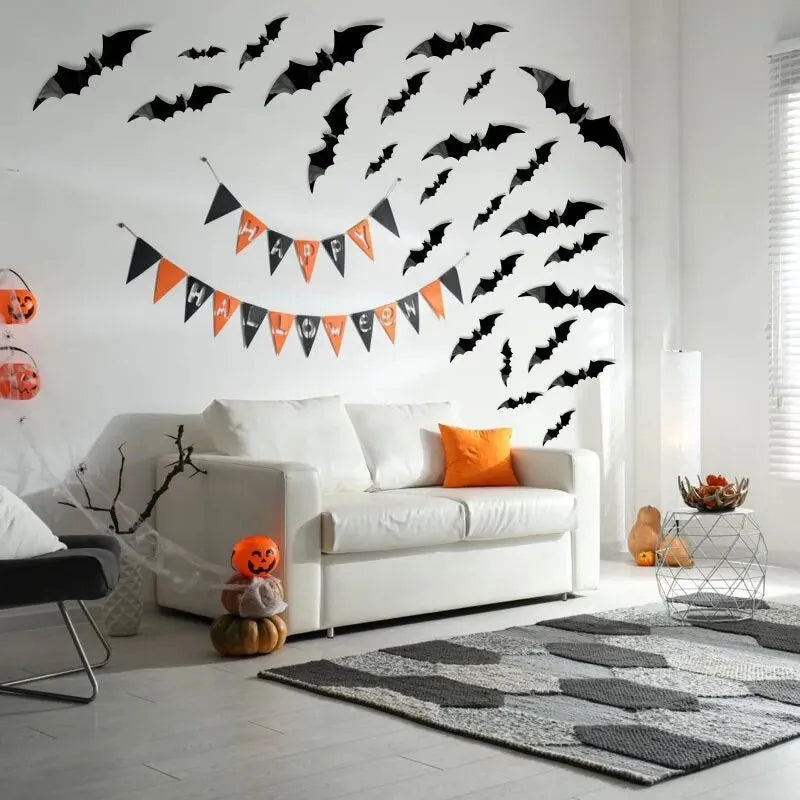 3d Black Pvc Bat Halloween Party Diy Decor Wall Sticker Party Scary Decos For Halloween Decoration Wall Atmosphere Decoration