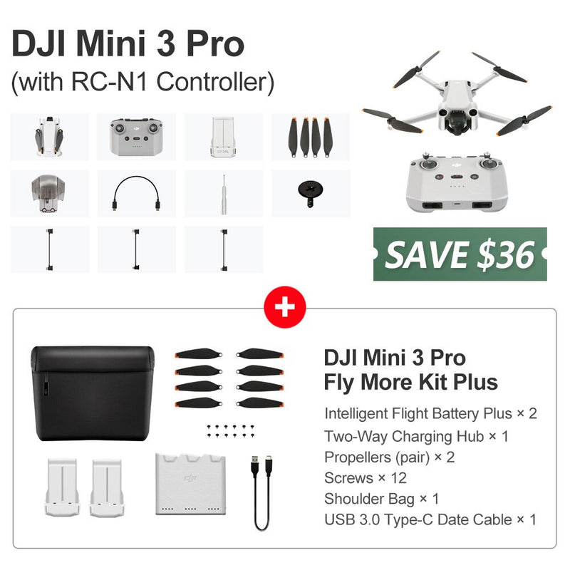 DJI Mini 3 Pro Drone 4K Professional GPS Quadcopter 60fps HD Video Photo 34min Max Flight Time Tri-Directional Obstacle Sensing - Mike Armstrong