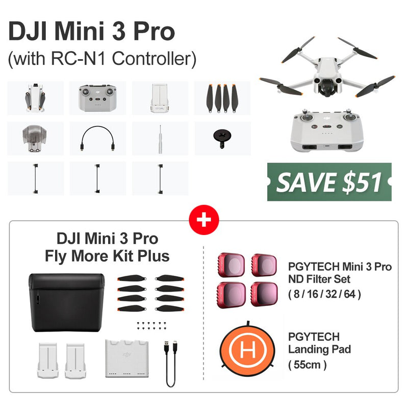 DJI Mini 3 Pro Drone 4K Professional GPS Quadcopter 60fps HD Video Photo 34min Max Flight Time Tri-Directional Obstacle Sensing - Mike Armstrong