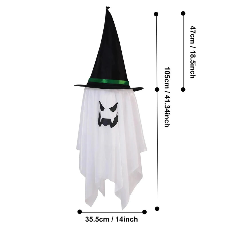 Halloween Decorations Flying Witch Hats Ghost Hanging LED Lights Bar Halloween Party Supplies Dress Up Glowing Wizard Ghost Lamp