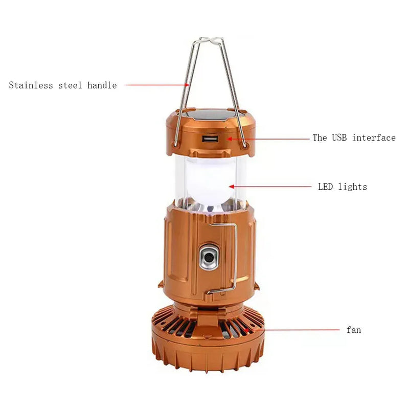 Solar Multi-function  Fan Lamp LED Lantern Camping Tent Lights Outdoor Lighting Floodlights Portable Lights Travel Flashlight