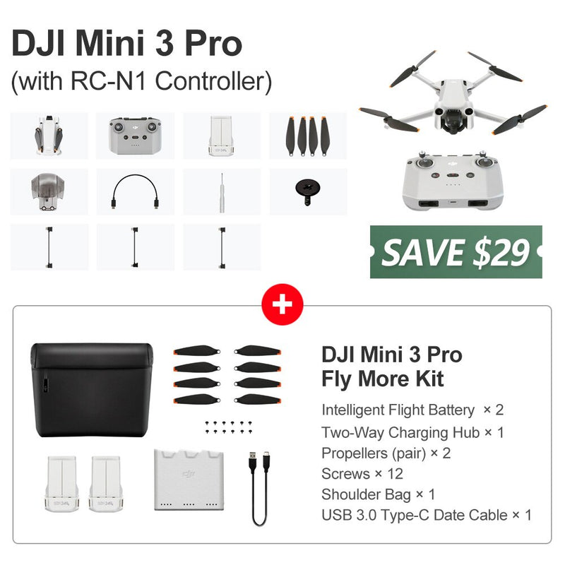 DJI Mini 3 Pro Drone 4K Professional GPS Quadcopter 60fps HD Video Photo 34min Max Flight Time Tri-Directional Obstacle Sensing - Mike Armstrong