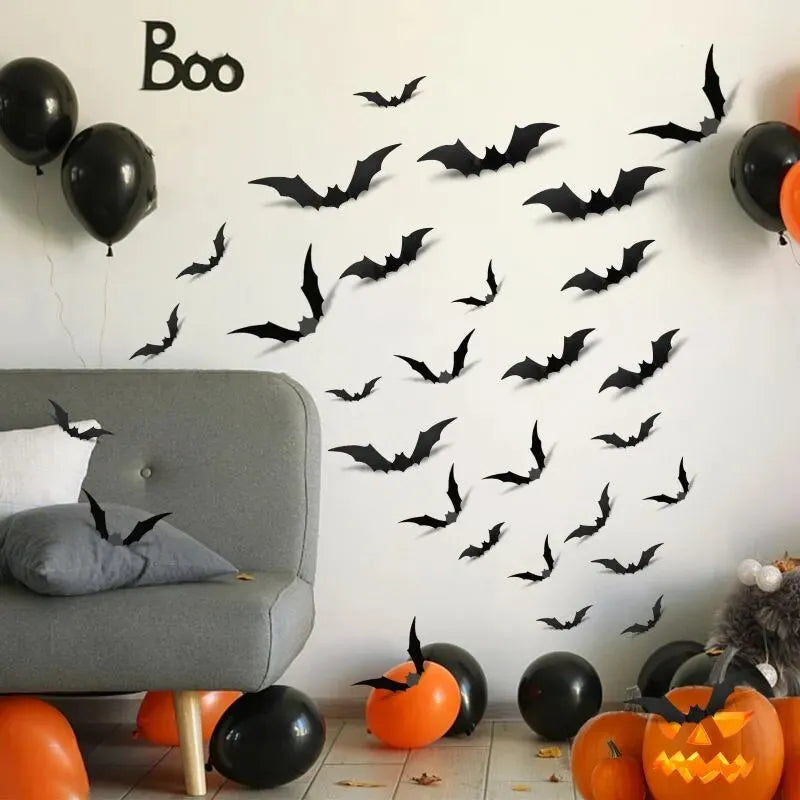 3d Black Pvc Bat Halloween Party Diy Decor Wall Sticker Party Scary Decos For Halloween Decoration Wall Atmosphere Decoration