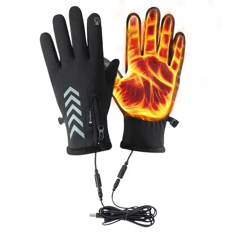 Rechargeable Heated Gloves USB Heating Rechargeable Waterproof Gloves Non-slip Winter Glove For Riding Driving Walking