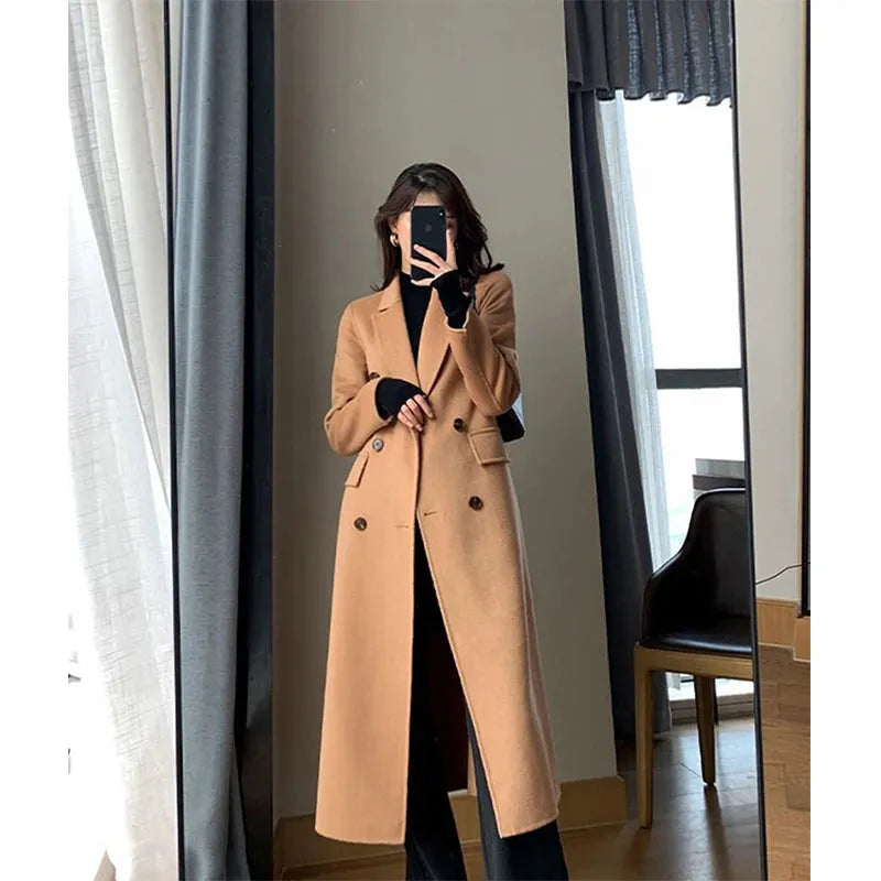 Trench Coat Women Streetwear Double Breasted Wool - Mike Armstrong