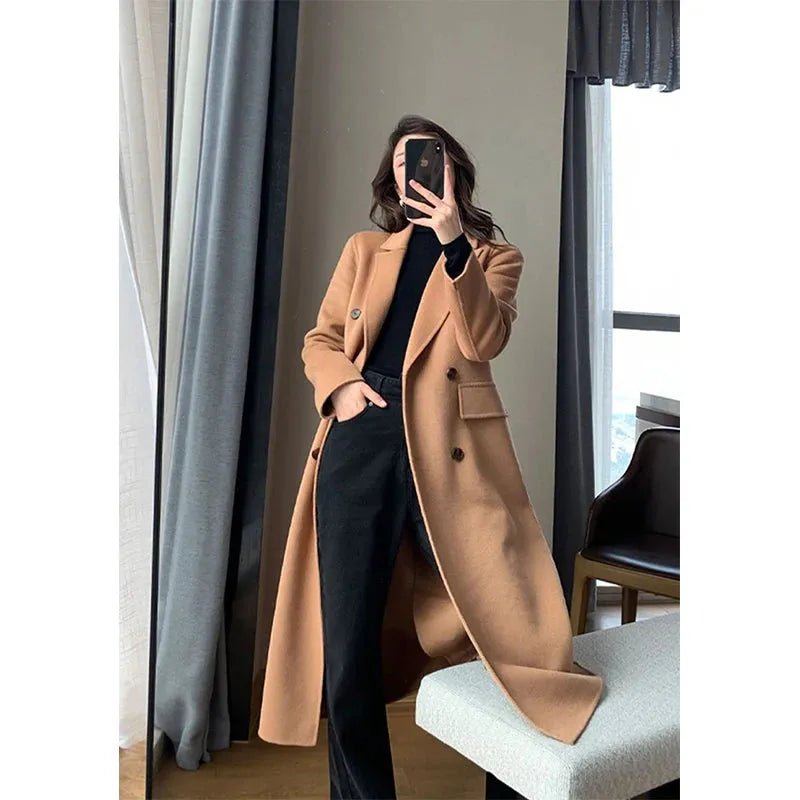 Trench Coat Women Streetwear Double Breasted Wool - Mike Armstrong