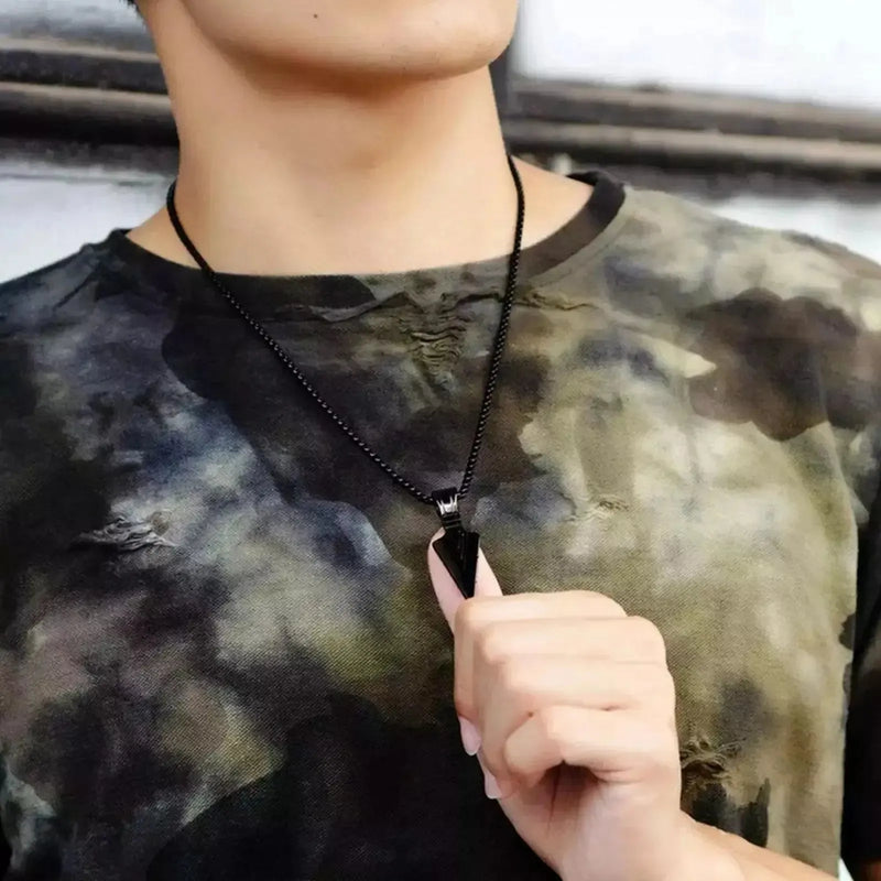 Men's Long Necklace Metale Triangle Shape Black Arrow Necklace Pendant Jewelry Chain For Men Hip Hop Party