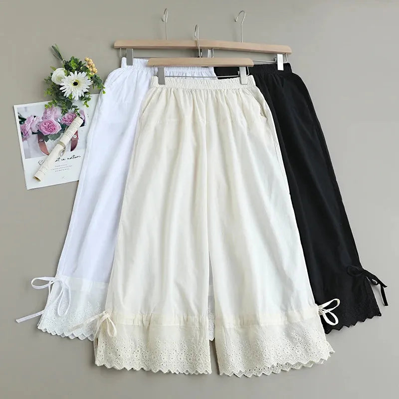 Spring Sweet Solid Color Embroidered Pants Women Casual Wide Leg Pants WH0311, Mike Armstrong