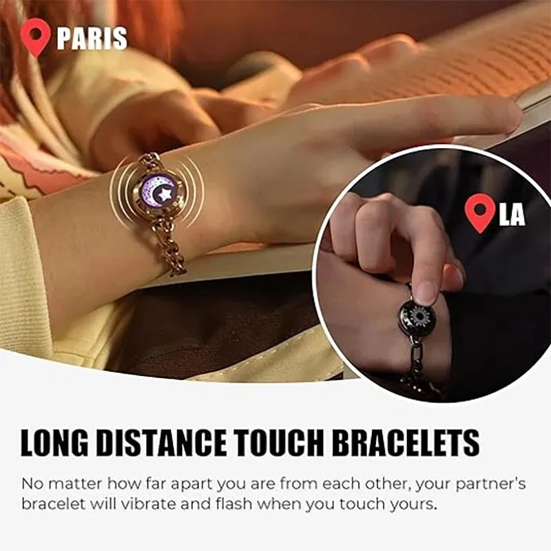 TOTWOO Long Distance Touch Bracelets, Vibration & Light up for Love Couples Bracelets | Girlfriend Bluetooth Pairing  Jewelry