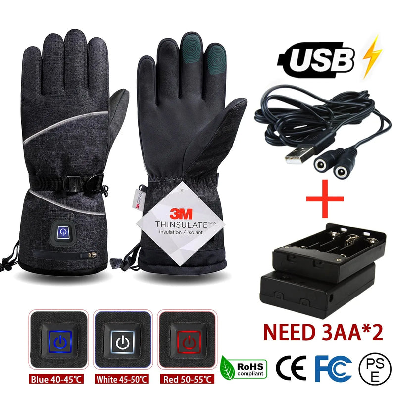 Electric Thermal Gloves Waterproof Heated for Cycling Motorcycle Bicycle Ski Outdoor - Mike Armstrong