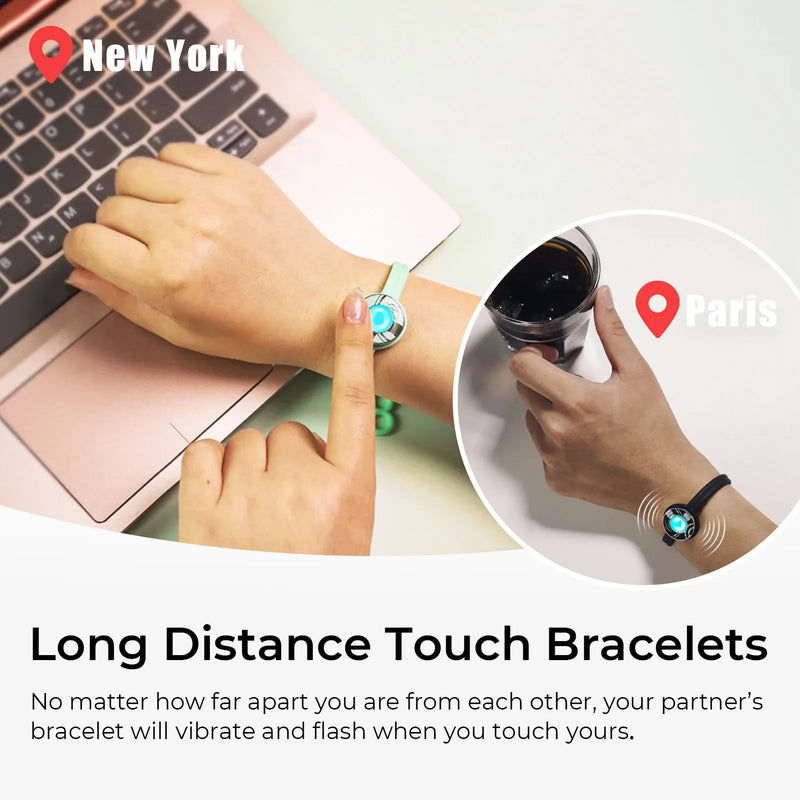 totwoo Candy Long Distance Touch Single Bracelet-Colorful Band Bracelet, Vibration & Light up for Love Couples Bracelet