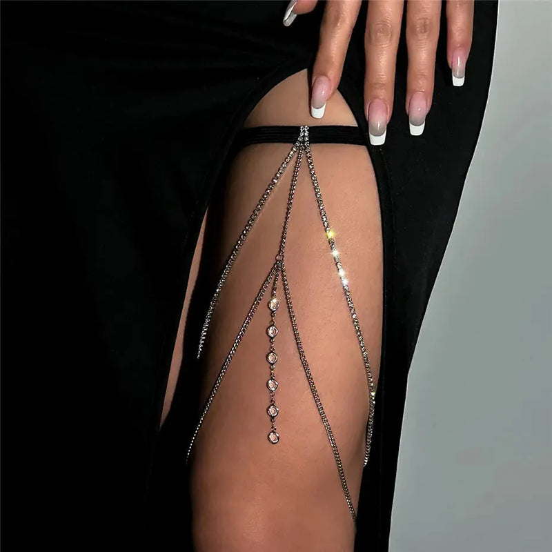 Elastic Leg and Thigh Bandage for Women - Multilayer Adjustable Garter Belt with Sexy Tassel Accents