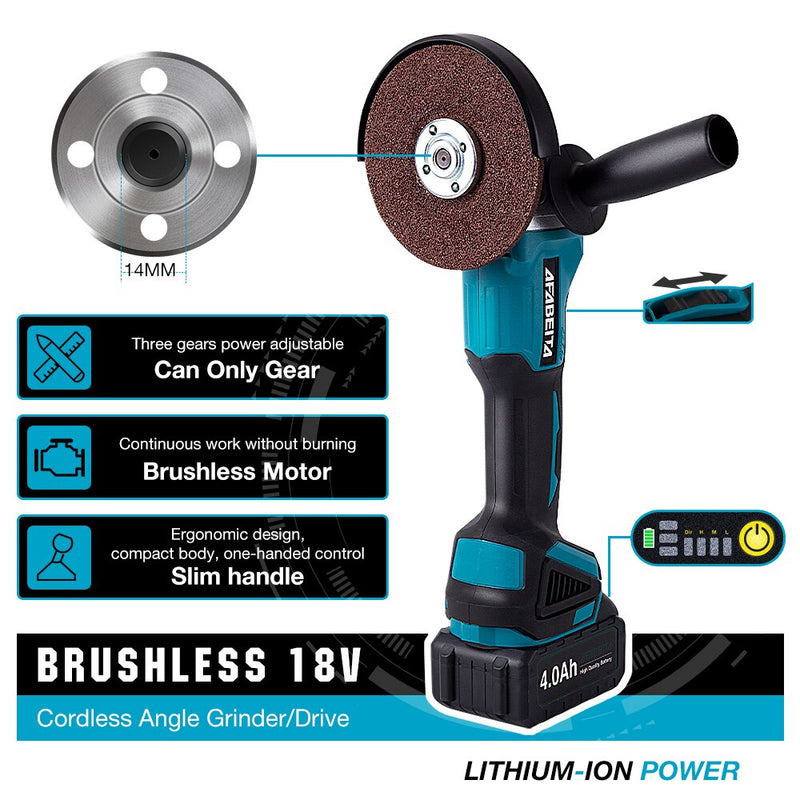 Brushless Electric Angle Grinder 350nm WrenchWith Battery For Cordless Cutting Woodworking Power Tool - Mike Armstrong