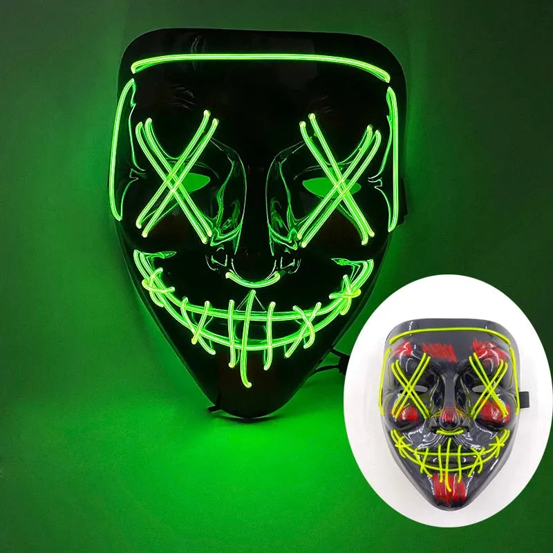 Wireless Halloween Neon Led Purge Mask