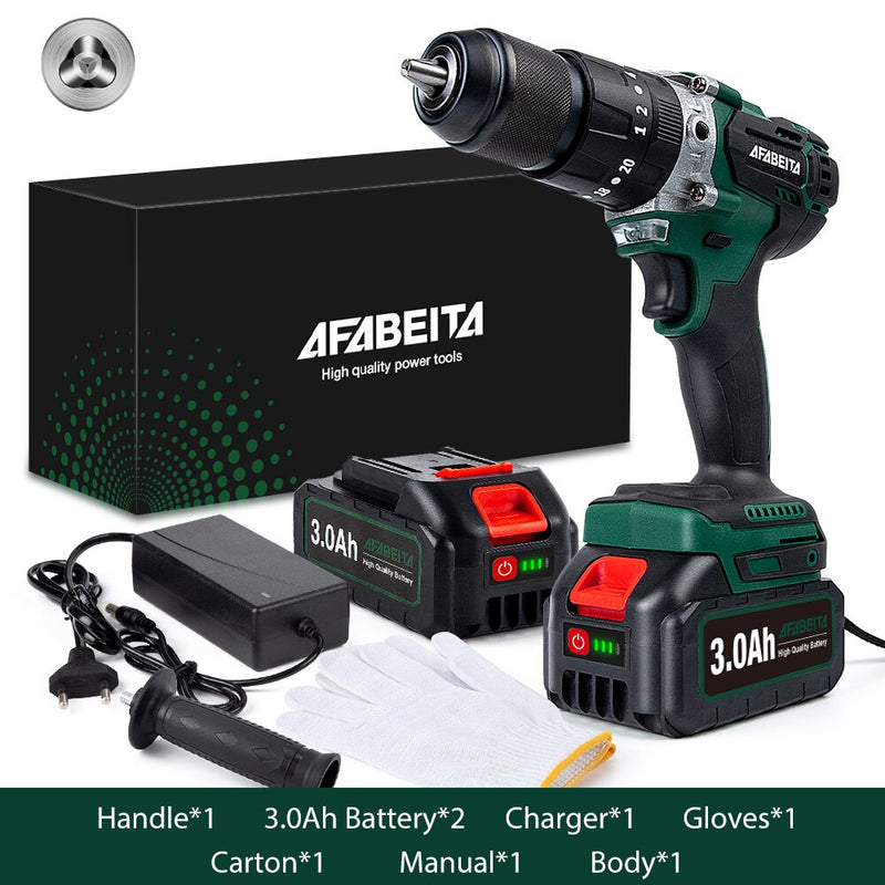 3 in 1 Brushless Motor Impact Drill 21V Cordless Screwdriver Power Tools With 3.0AH Lithium Battery