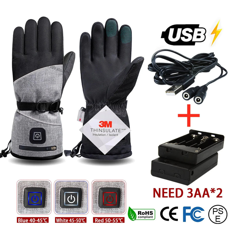 Electric Thermal Gloves Waterproof Heated for Cycling Motorcycle Bicycle Ski Outdoor - Mike Armstrong