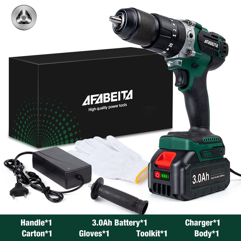 3 in 1 Brushless Motor Impact Drill 21V Cordless Screwdriver Power Tools With 3.0AH Lithium Battery