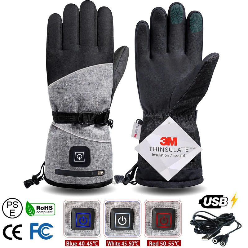 Electric Thermal Gloves Waterproof Heated for Cycling Motorcycle Bicycle Ski Outdoor - Mike Armstrong