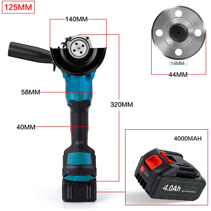 Brushless Electric Angle Grinder 350nm WrenchWith Battery For Cordless Cutting Woodworking Power Tool - Mike Armstrong