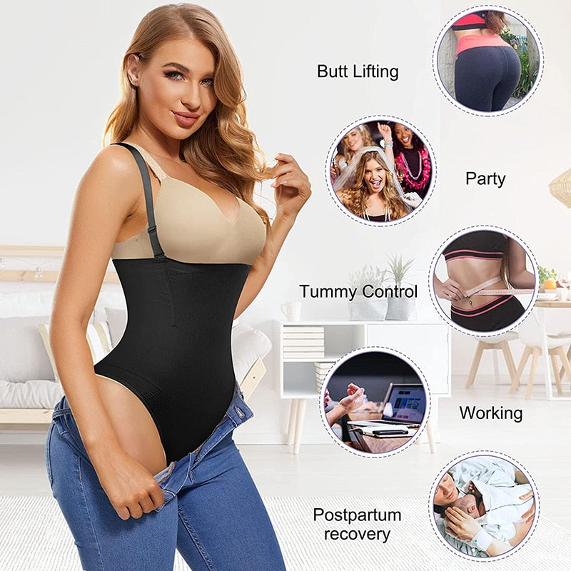 Sexy Body Shapewear Thong Waist Trainer Corset Open Bust Body Shaper Seamless Invisible Bodysuit Slimming Belly Underwear Faja - Mike Armstrong