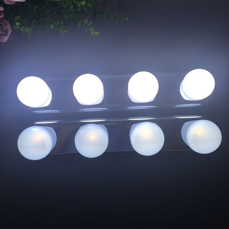 1Pc Portable 4 LED Bulbs Makeup Mirror Light Wall-mounted Battery Powered Dressing Table Vanity Lamp - Mike Armstrong