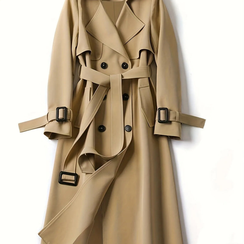 Double Breasted Trench Coat, Casual Lapel Long Sleeve Outerwear