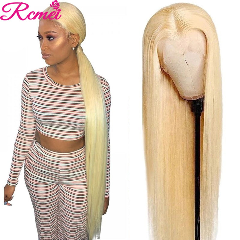 38&#39;&#39; 613 Loira HD Renda Frente Perucas de Cabelo Humano Brasileiro Liso 613 Transparente Renda Peruca Frontal Perruque Cheveux Humain 150%