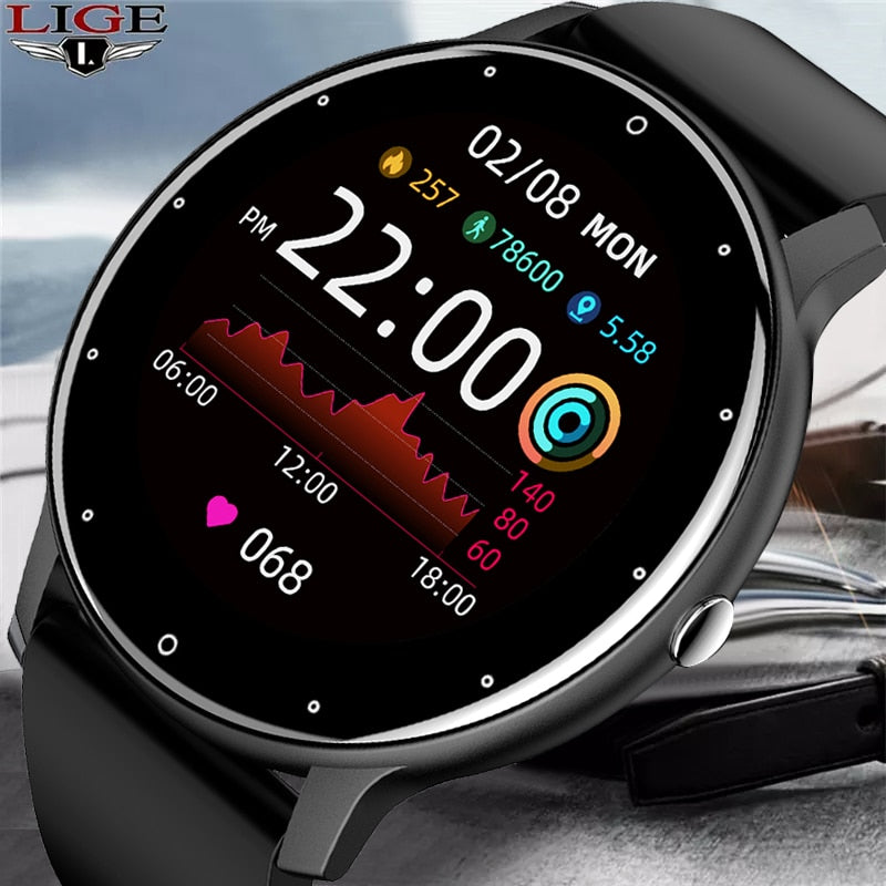 LIGE 2021 New Smart Watch Men Full Touch Screen Sport Fitness Watch IP67 Waterproof Bluetooth For Android ios smartwatch Men+box - Mike Armstrong