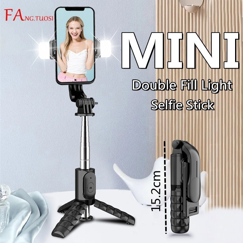 FANGTUOSI Mini Wireless bluetooth selfie stick 2022 New style Foldable mini tripod with Fill Light For IOS Android - Mike Armstrong