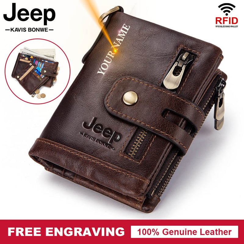 Free Engraving 100% Genuine Leather Men Wallet Coin Purse Small Mini Card Holder Chain PORTFOLIO Portomonee Male Walet Pocket - Mike Armstrong