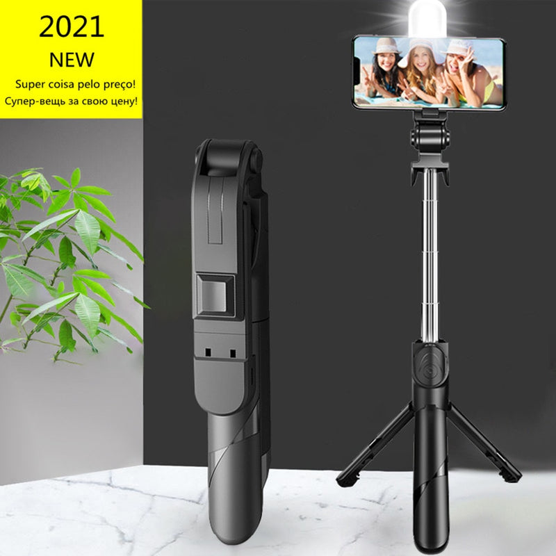 2021 NEW Bluetooth Wireless Selfie Stick Mini Tripod Extendable Monopod with fill light Remote shutter For IOS Android phone - Mike Armstrong