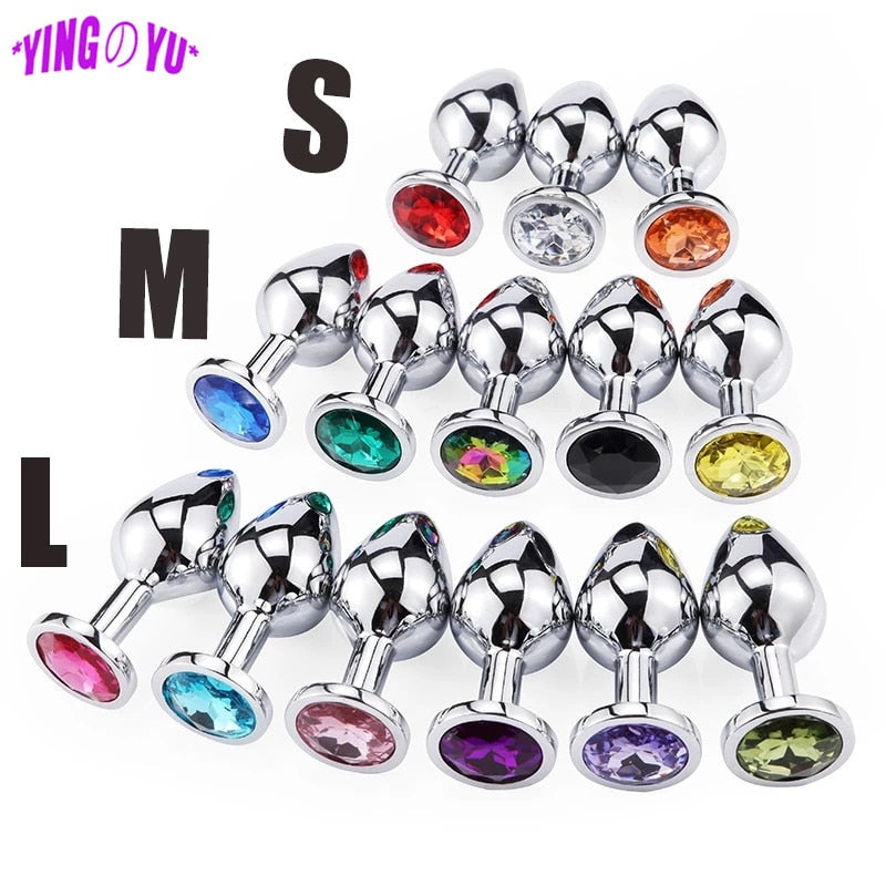 Round Crystal Anal Plug Sex Toys for Adult Couple Women Men Metal Stainless Steel Buttplug Tail BDSM Bondage Gear Intimate Goods