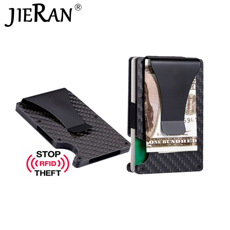 Hot Carbon Fiber Credit Card Holder Wallet New Design Minimalist Rfid Blocking Slim Metal Cardholder Anti Protect Clip for men - Mike Armstrong