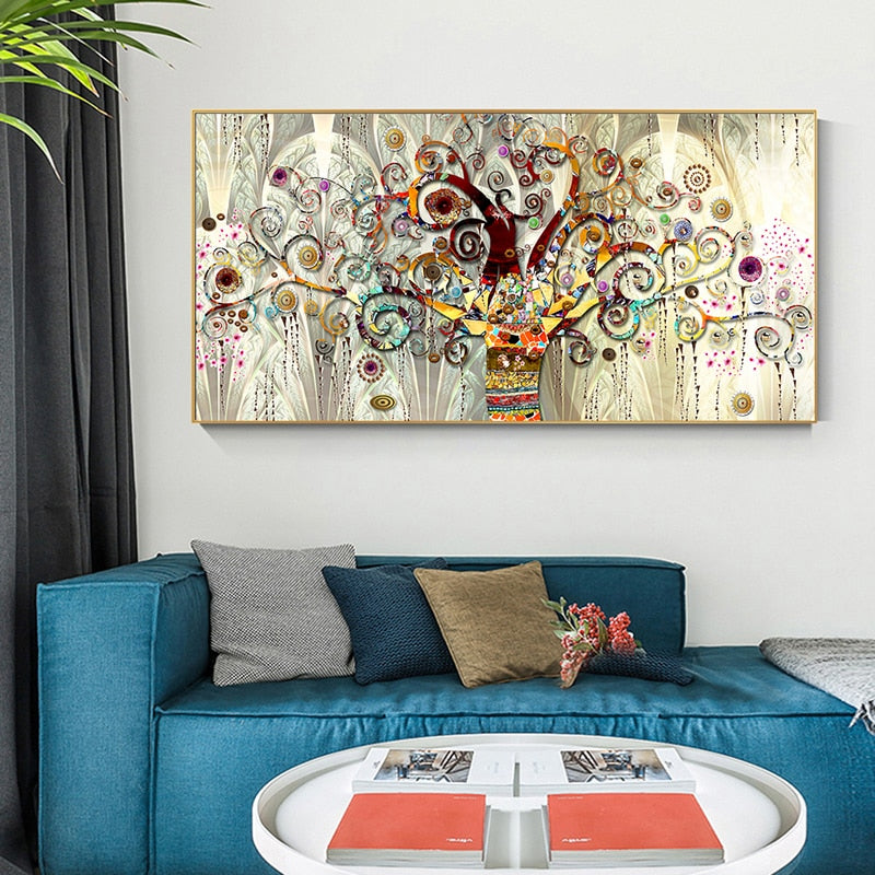 Tree of Life By Gustav Klimt Landscape Oil Painting on Canvas Posters and Prints Cuadros Wall Art Pictures for Living Room - Mike Armstrong