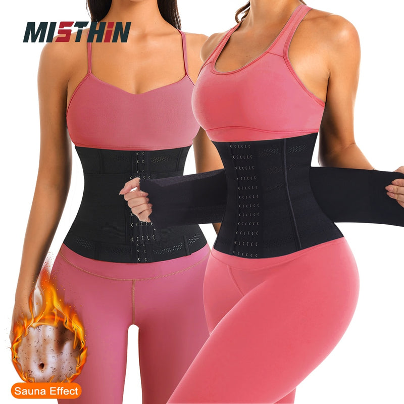 MISTHIN Double Belt Waist Cincher Trainer Slimming Faja Body Shaper Latex Corset Adjustable Shapewear Flat Belly Postpartum Wrap - Mike Armstrong